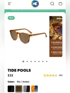 New Knockaround Tide Pools Rio Amber Sunglasses